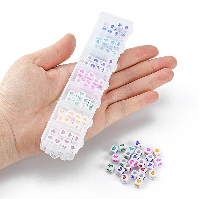 175Pcs 7 Colors White Opaque Acrylic Beads MACR-YW0002-02-1