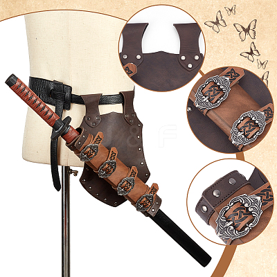 PU Leather Medieval Scabbard Belt Warrior with Sword Storage AJEW-WH0567-87-1