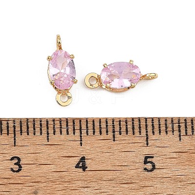 SHEGRACE Brass Pave Cubic Zirconia Oval Connector Charms XGRQ2O174-437B-G-1