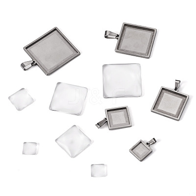 6Pcs 6 Styles 304 Stainless Steel Pendant Cabochon Settings STAS-TA0001-47A-1