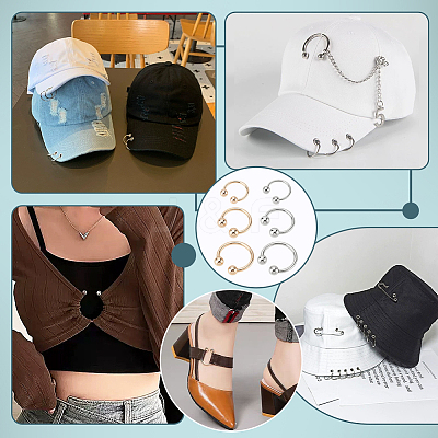 12Pcs 6 Styles Alloy C Shape Clasps for Hat FIND-PH0028-76-1