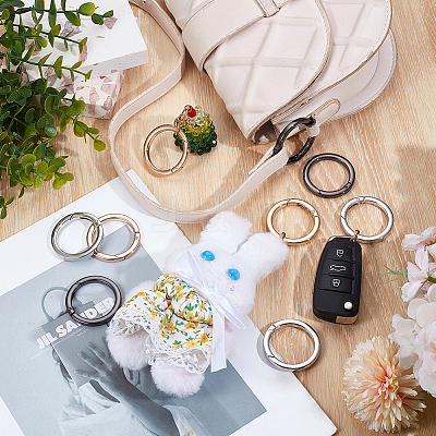 9Pcs 3 Colors Alloy Spring Gate Rings FIND-NB0006-25C-1
