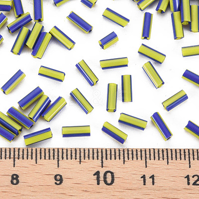 Opaque Colours Two Tone Seed Glass Bugle Beads SEED-T006-02B-03-1