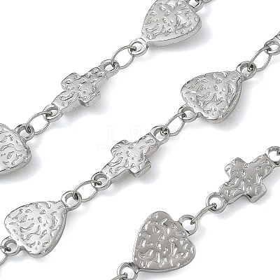 Hammered 304 Stainless Steel Triangle & Cross Link Chains SA-CBA21A8-01P-02-1