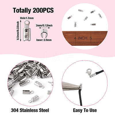 304 Stainless Steel Folding Crimp Ends X1-STAS-P107-07P-1