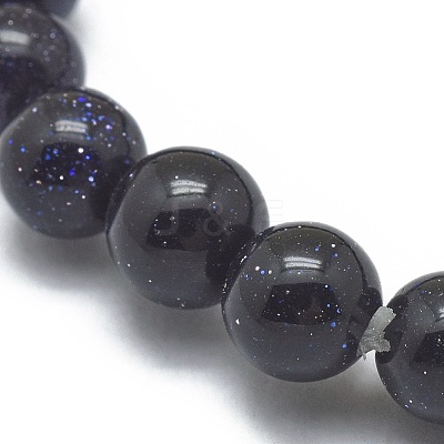 Synthetic Blue Goldstone Beads Stretch Bracelets BJEW-G617-01A-02-1
