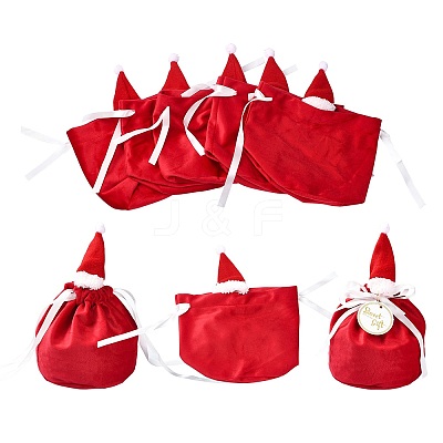 Christmas Hat Velvet Drawstring Bags ST-CJ0001-01A-1