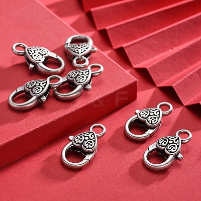 Tibetan Style Heart Lobster Claw Clasps LF014Y-TAS-NR-1