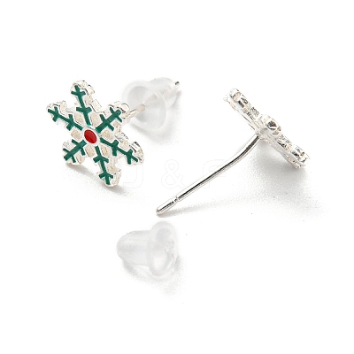 Christmas Theme Brass Stud Earrings EJEW-D062-01G-S-1