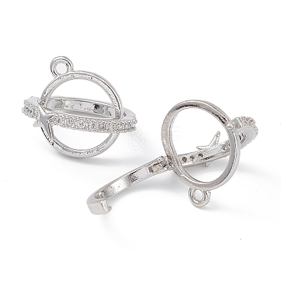 Rack Plating Brass Pave Clear Cubic Zirconia Bead Cage Pendants KK-G464-10P-1