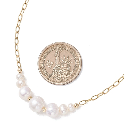 Natural Pearl Potato Graduated Beaded Necklaces NJEW-JN05923-1