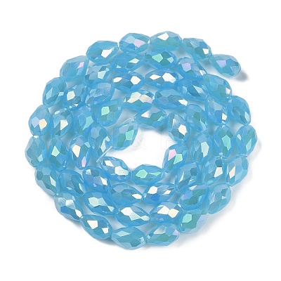Opaque Solid Color Electroplate Glass Beads Strands EGLA-N013-J4mm-B05-1