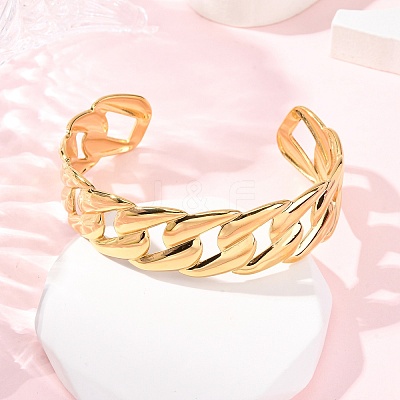 304 Stainless Steel Cuff Bangles for Women BJEW-G749-05G-1