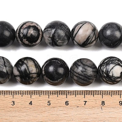 Natural Black Netstone Beads Strands G-L648-A11-16mm-1