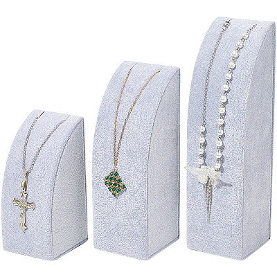 3Pcs 3 Sizes Vertical Wooden Covered with Velvet Necklace Display Stands NDIS-WH20001-03A-1