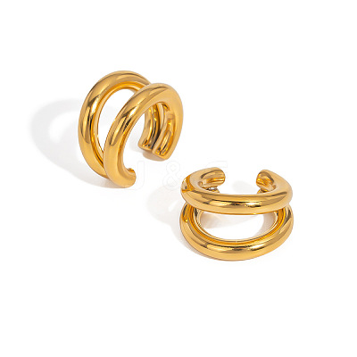 Double Layer 304 Stainless Steel Clip-on Earrings for Women EX6608-1