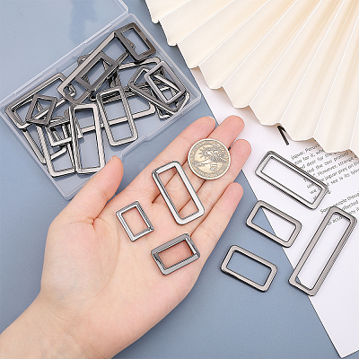 24Pcs 6 Style Rectangle Zinc Alloy Adjuster Buckles FIND-CA0008-58-1