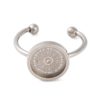 Non-Tarnish 304 Stainless Steel Open Cuff Ring Components STAS-S134-01P-04-1
