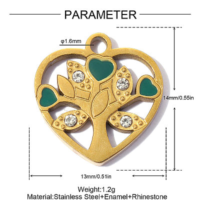304 Stainless Steel with Green Enamel Charms SA-OY001-92G-1