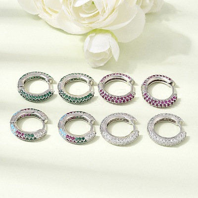 Brass Micro Pave Cubic Zirconia Hoop Earrings KK-CBA8324-24P-1
