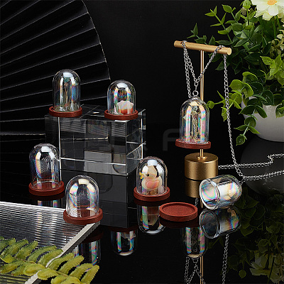 8 Sets 2 Style Iridescent Glass Dome Cover DJEW-PH0001-25-1