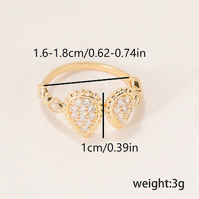 Brass Micro Pave Cubic Zirconia Cuff Open Rings for Women BQ0682-5-1