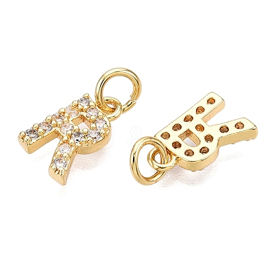 Brass Micro Pave Clear Cubic Zirconia Charms KK-ZX025-07R-1
