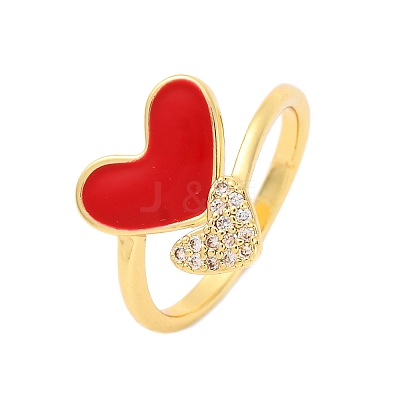 Brass Micro Pave Clear Cubic Zirconia Cuff Rings for Women RJEW-U047-24G-02-1