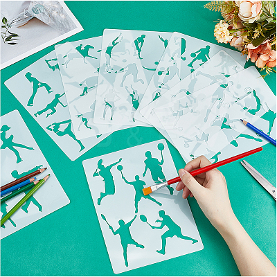 Sport Theme PET Plastic Hollow Out Drawing Painting Stencils Templates Sets DIY-WH0028-65-1