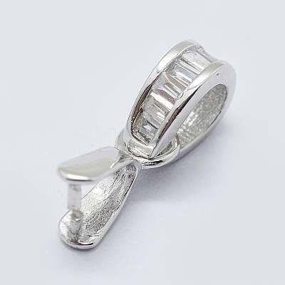 Anti-Tarnish Rhodium Plated 925 Sterling Silver Cubic Zirconia Pendant Bails STER-E054-08P-1