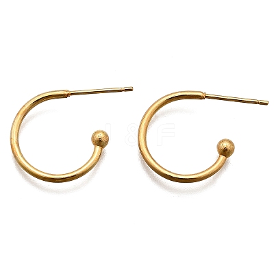 304 Stainless Steel C-shaped Hoop Circle Ball Stud Earrings X-STAS-K204-04G-1