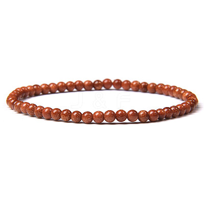 4mm Round Synthetic Goldstone Beads Bracelet for Men KG3069-6-1