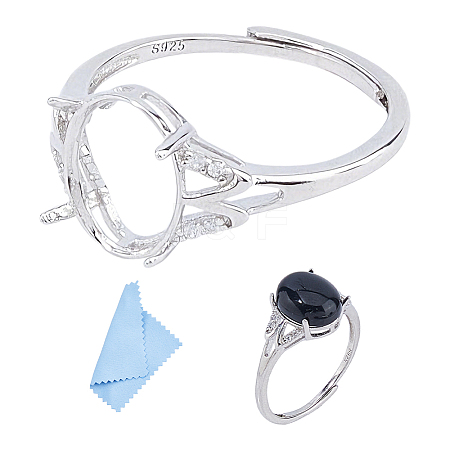 Adjustable 925 Sterling Silver 4 Prongs Ring Settings STER-DC0002-01-1