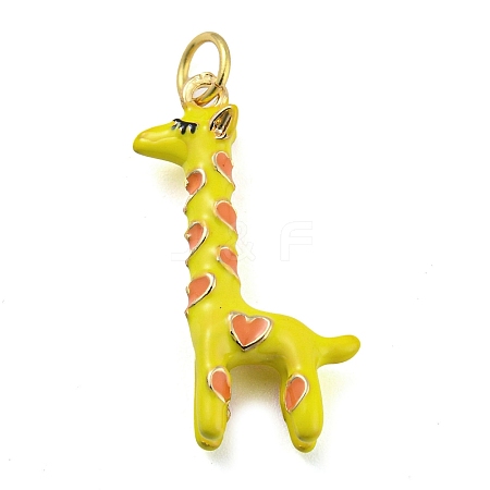 Giraffe Rack Plating Brass Enamel Pendants X-KK-Q804-15G-1