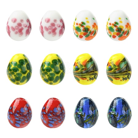 18Pcs 6 Colors Handmade Lampwork Beads Strands LAMP-CJ0003-08-1