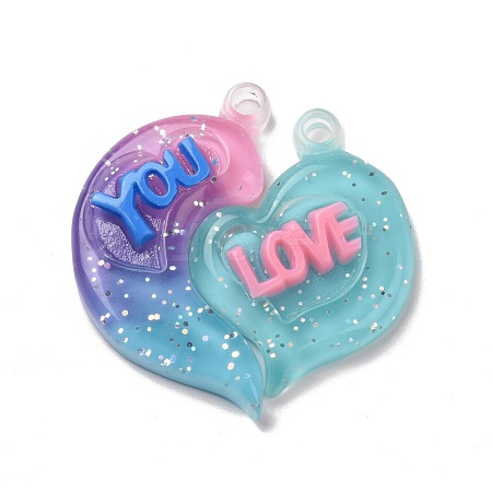 Gradient Color Translucent Resin Pendants RESI-G048-01C-1