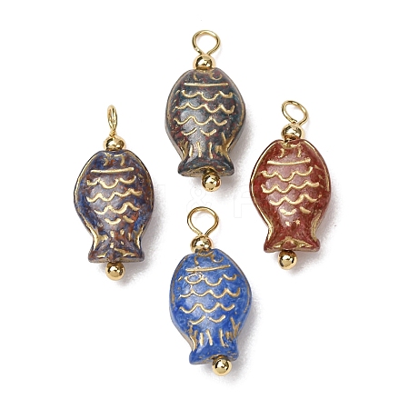 Baking Paint & Golden Metal Enlaced Glass Pendants GL-CBA010C-09G-1