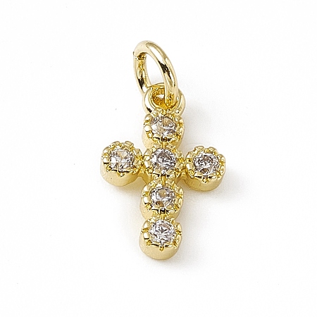 Brass Micro Pave Clear Cubic Zirconia Charms ZIRC-F132-63G-1