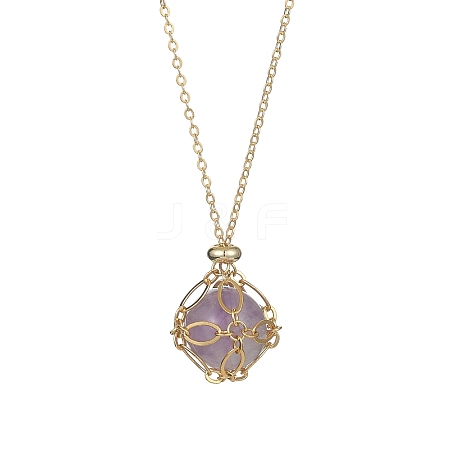 Natural Amethyst Round Pendant Necklaces NJEW-JN04565-03-1