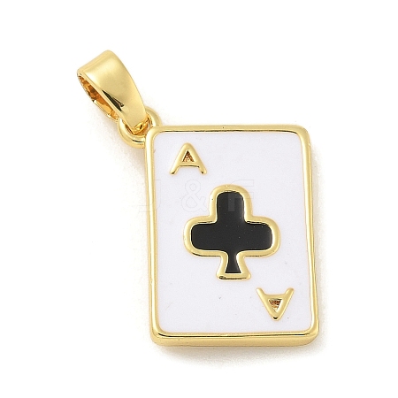 Clubs Brass Enamel Pendants KK-G517-06G-03-1