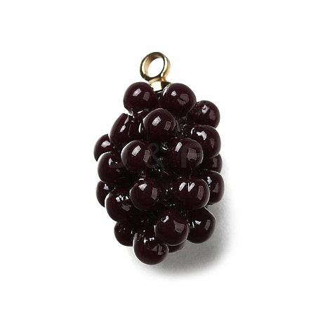 Grape Brass Acrylic Pendants OACR-R006-05G-04-1