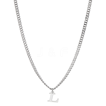 1Pc 304 Stainless Steel Letter Pendant Necklaces NJEW-LP0001-33L-P-1