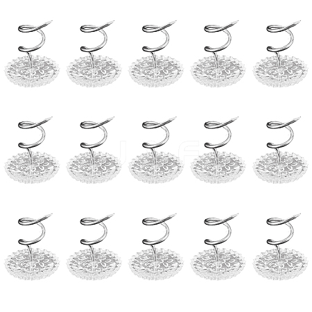 60Pcs Clear Acrylic Flat Round Head Iron Twist Pins FIND-SP0004-66-1