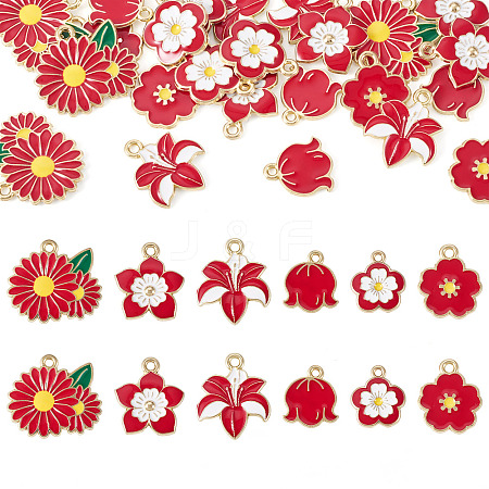 30Pcs 6 Styles Alloy and Enamel Pendants ENAM-TADJ0001-04C-1