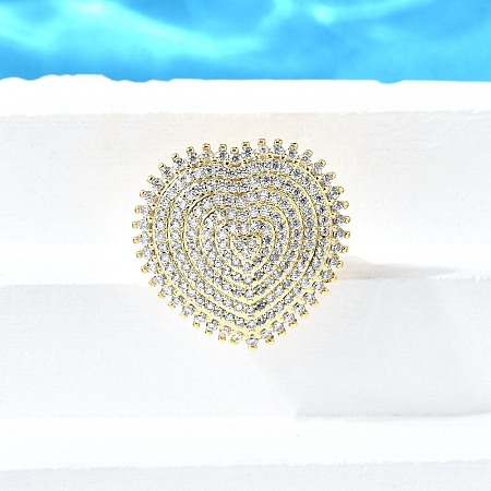 Brass Micro Pave Cubic Zirconia Cuff Rings RJEW-V007-06G-1
