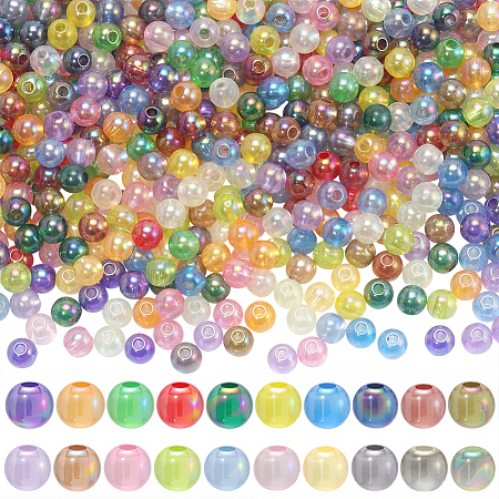 1200Pcs 20 Colors Transparent Acrylic Beads MACR-PA0001-07A-1