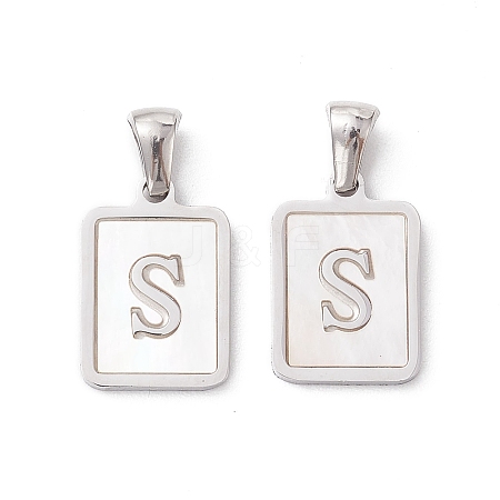 304 Stainless Steel Pave Shell Pendants STAS-G327-01P-S-1