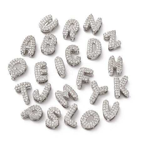 Brass Micro Pave Cubic Zirconia Beads KK-F895-19P-1