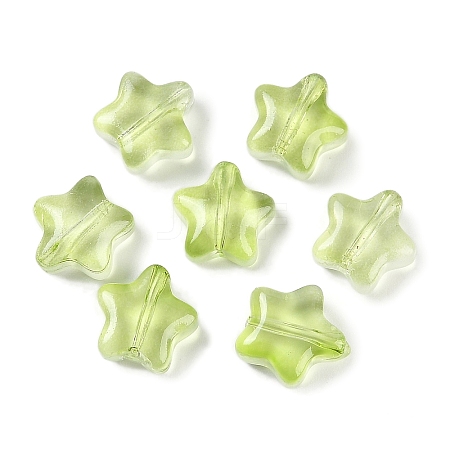 Transparent Spray Painted Frosted Glass Beads X2-GLAA-NH0003-01E-1