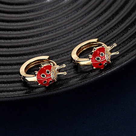 Brass Micro Pave Clear Cubic Zirconia Hoop Earrings EJEW-D328-07G-1